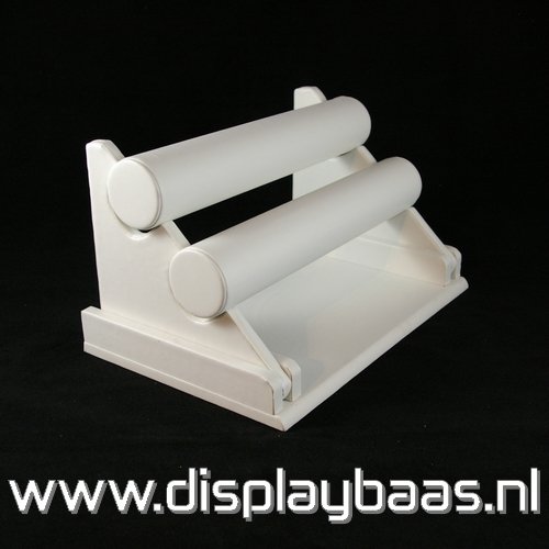 Armband display, liggend, PU leer, wit, 2 rollen - Klik op de afbeelding om het venster te sluiten