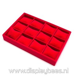 Displaydoos voor armbanden/horloges, velours, fuchsia, 12 kussentjes