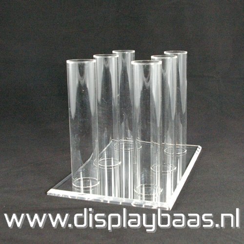 Armband display, plexi, transparant, staand, 6 rollen - Klik op de afbeelding om het venster te sluiten